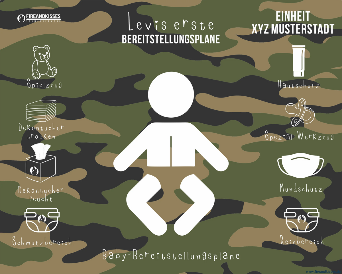 Personalisierbare militär-babyauflage „bereitstellungsplane’ – wickelunterlage mit namen - bereitstellungsplane name