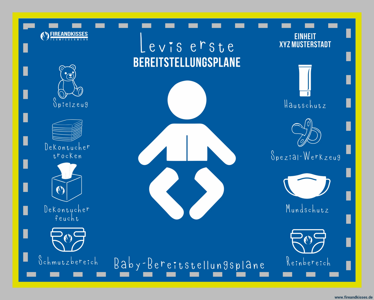 Personalisierbare polizei-babyauflage „bereitstellungsplane’ – wickelunterlage mit namen - bereitstellungsplane name
