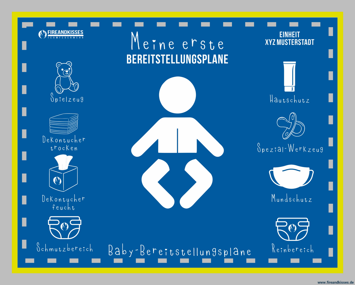 Personalisierbare polizei-babyauflage „bereitstellungsplane’ – wickelunterlage mit namen - bereitstellungsplane