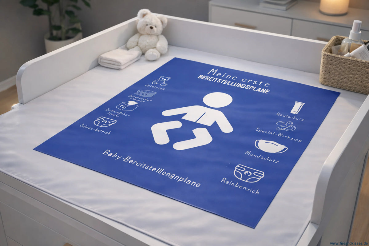 Personalisierbare THW-Babyauflage im Bereitstellungsplanen-Design