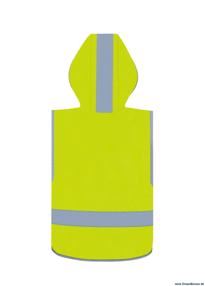 Personalisierbare warnweste kinderfeuerwehr mit kapuze – leuchtgelb - warnweste kinderfeuerwehr kapuze