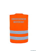 Personalisierte warnweste für kinderfeuerwehr – viele farben verfügbar mit reißverschluss - warnweste kinderfeuerwehr