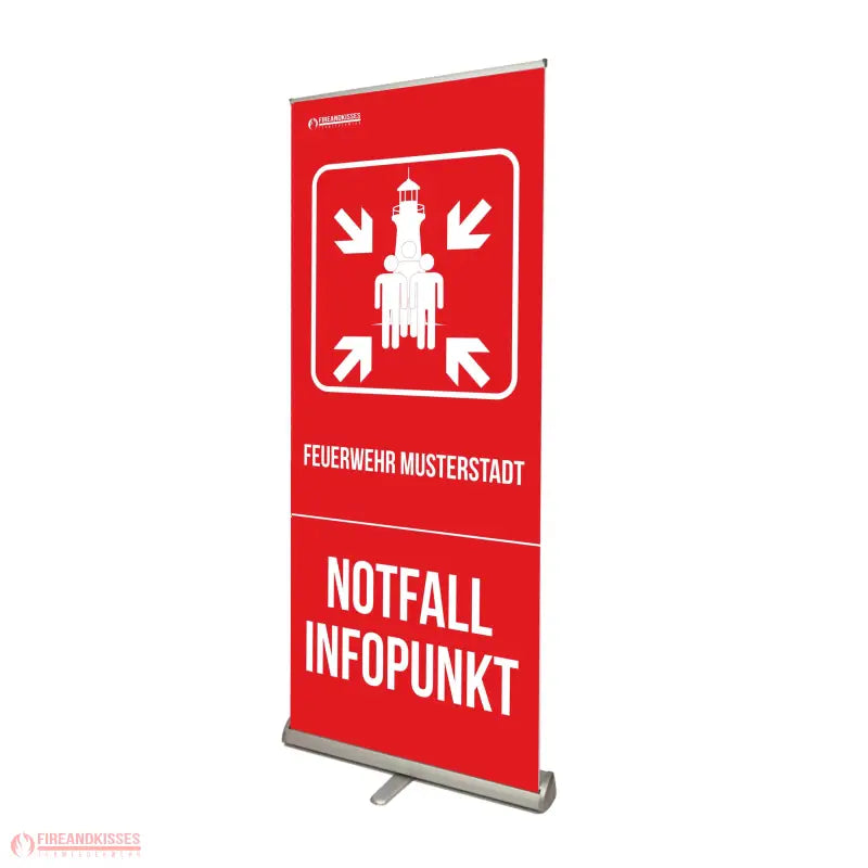 Personalisiertes Rollup-Banner Notfall-Infopunkt Standard Sammelstelle Feuerwehr Blackout Stromausfall - Fireandkisses