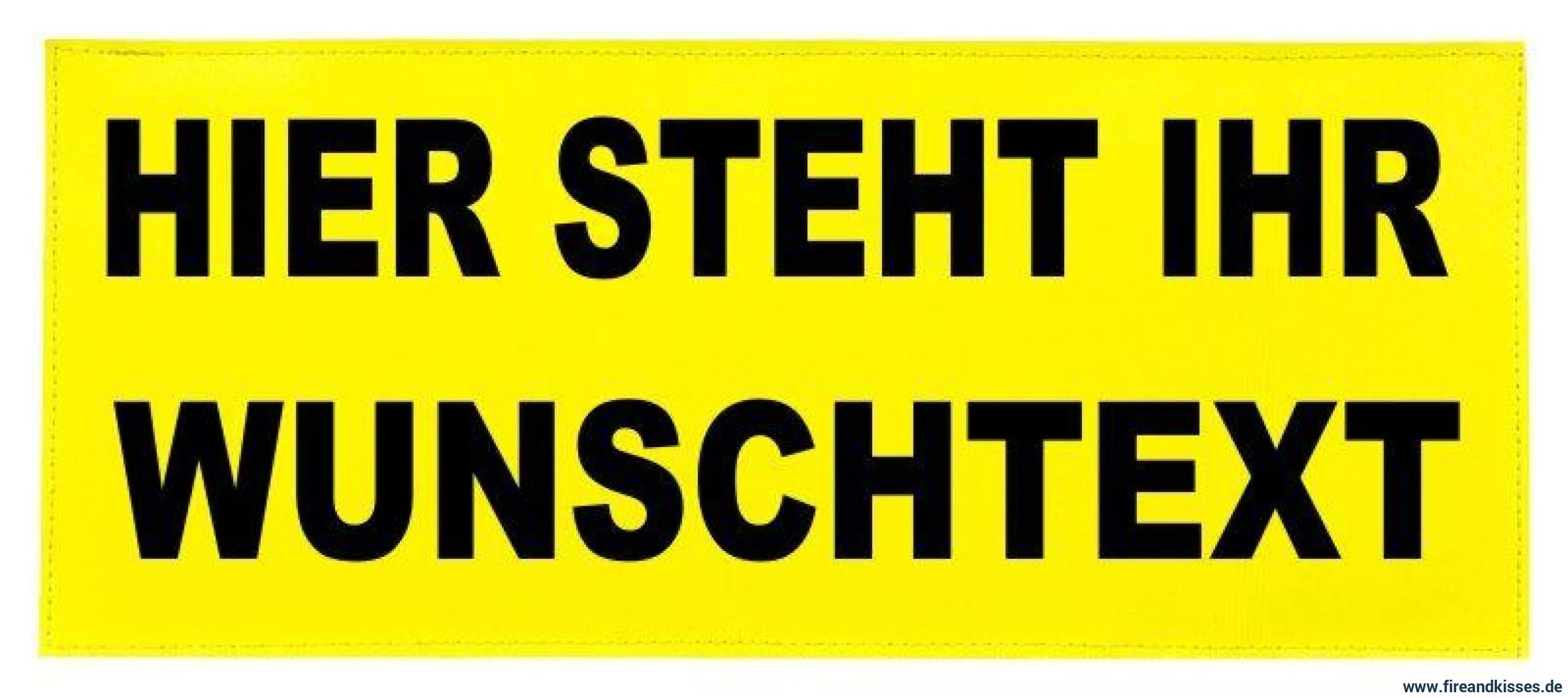 Reflexschild rückenschild wunschtext gelb matt 38 x 16 cm - rückenschild wunschtext