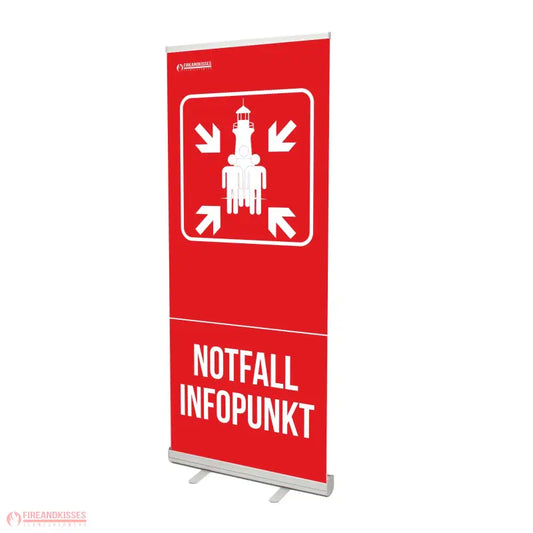 Rollup-Banner Notfall-Infopunkt Standard Sammelstelle Feuerwehr Blackout Stromausfall - Fireandkisses