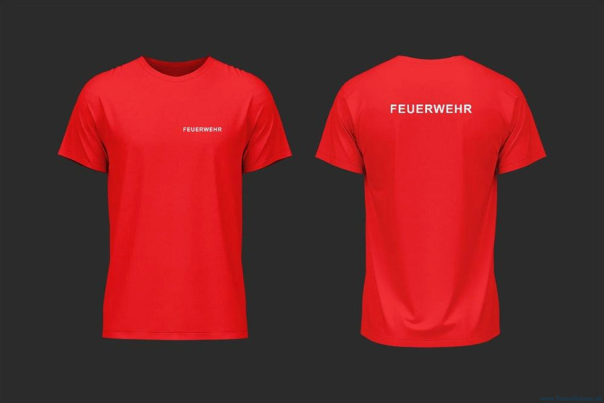 T-shirt feuerwehr rot – 100 % baumwolle bedruckt - unsere günstigen klassiker! - xs / weiß - t-shirt feuerwehr rot