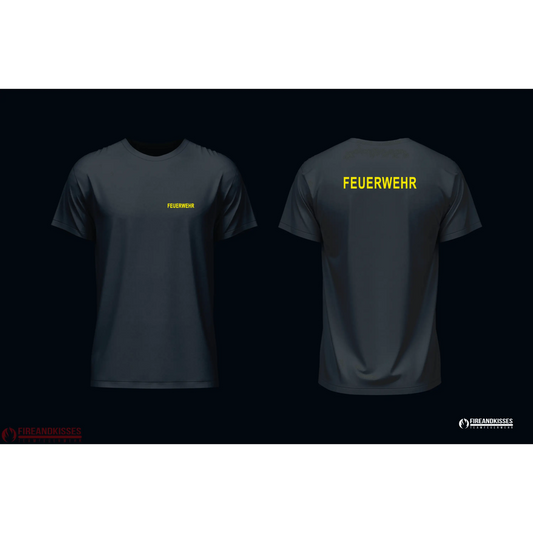 T-Shirt Feuerwehr Schwarz - unser günstiger Klassiker - XS / Neongelb - T-Shirt