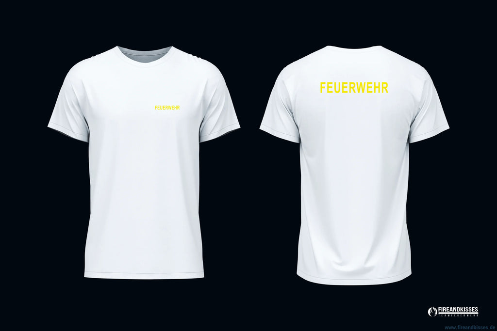 T-shirt feuerwehr weiß – 100 % baumwolle bedruckt - unsere günstigen klassiker! - t-shirt feuerwehr weiß baumwolle
