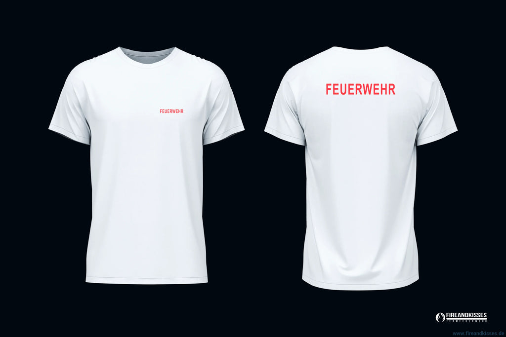 T-shirt feuerwehr weiß – 100 % baumwolle bedruckt - unsere günstigen klassiker! - t-shirt feuerwehr weiß baumwolle