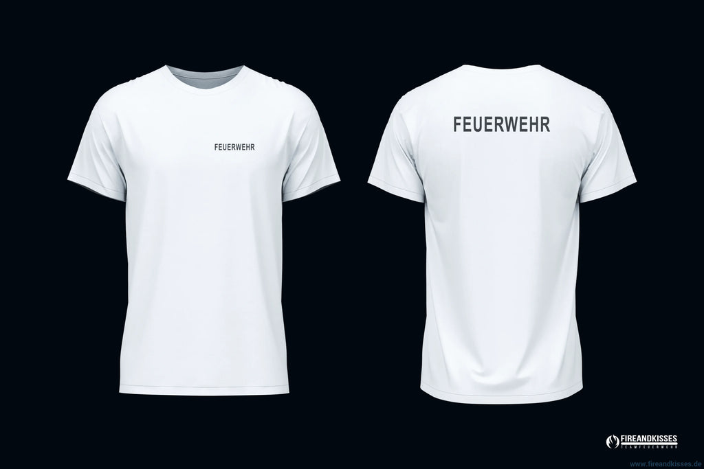 T-shirt feuerwehr weiß – 100 % baumwolle bedruckt - unsere günstigen klassiker! - t-shirt feuerwehr weiß baumwolle