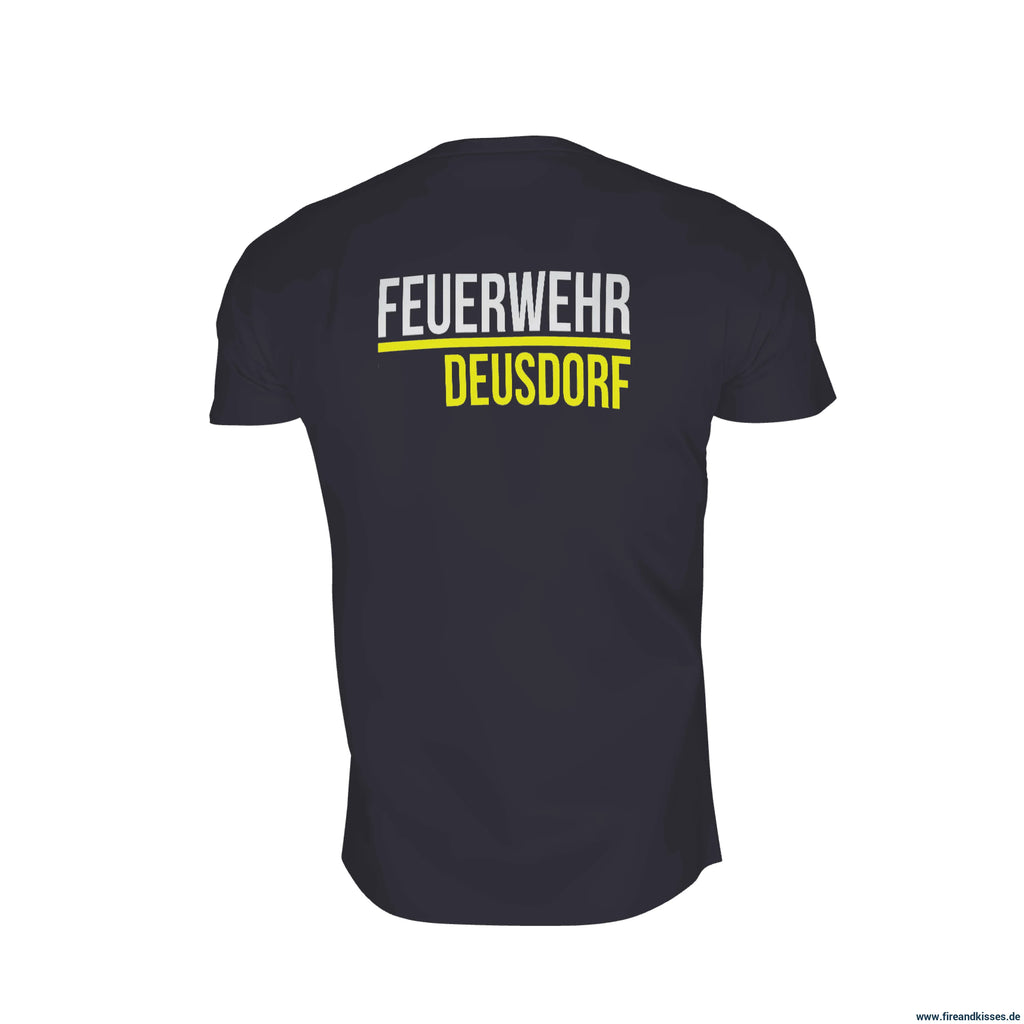 T-shirt navy modell deusdorf individuell bedruckt mit deiner feuerwehr - t-shirt navy modell deusdorf