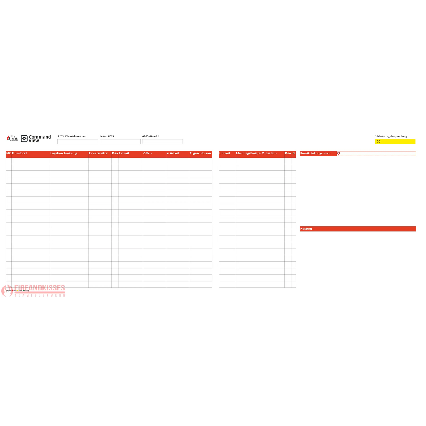 Taktiktafel feuerwehr – firetrack commandview | magnetisches whiteboard für einsatzführung & bos - feuerwehr firetrack