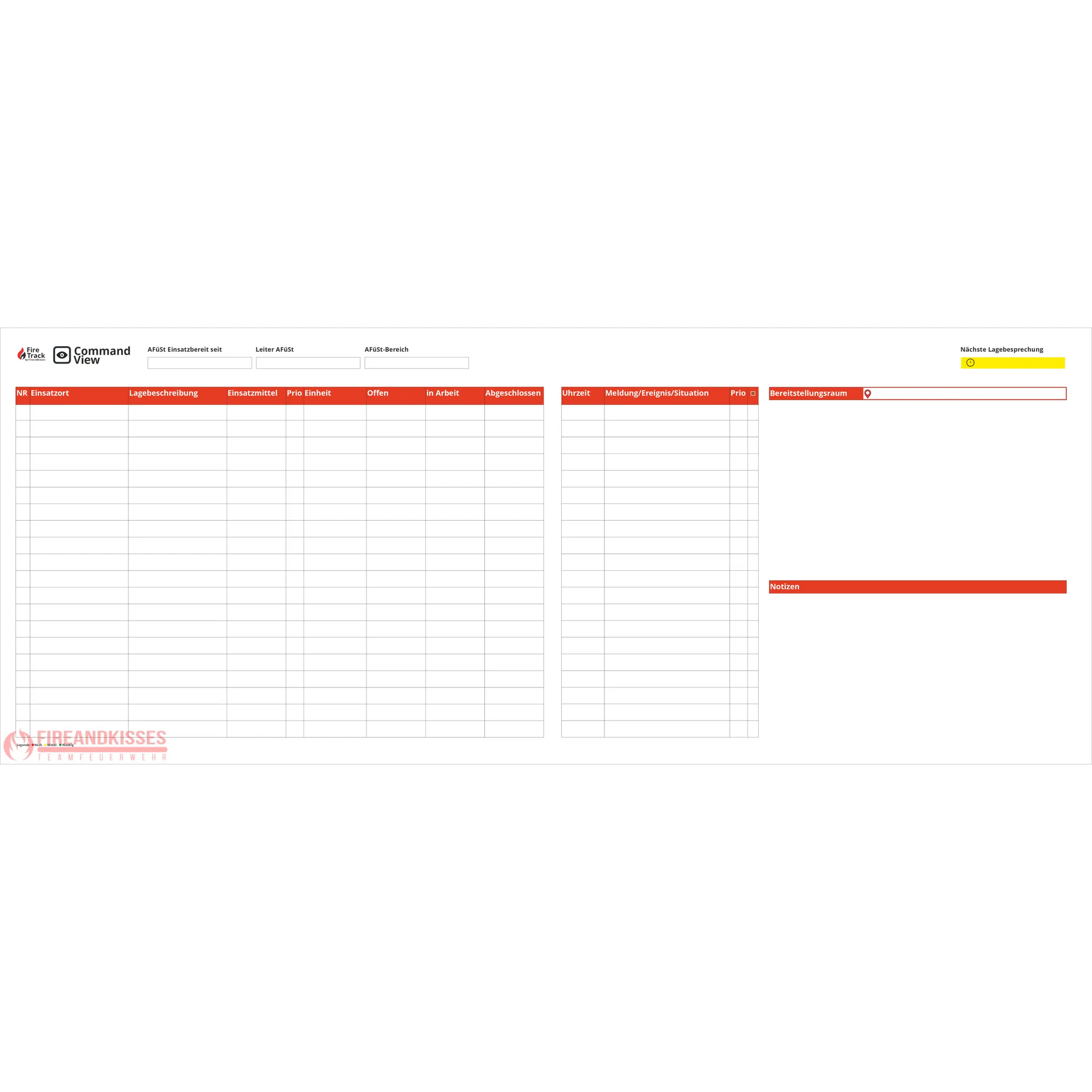 Taktiktafel feuerwehr – firetrack commandview | magnetisches whiteboard für einsatzführung & bos - feuerwehr firetrack