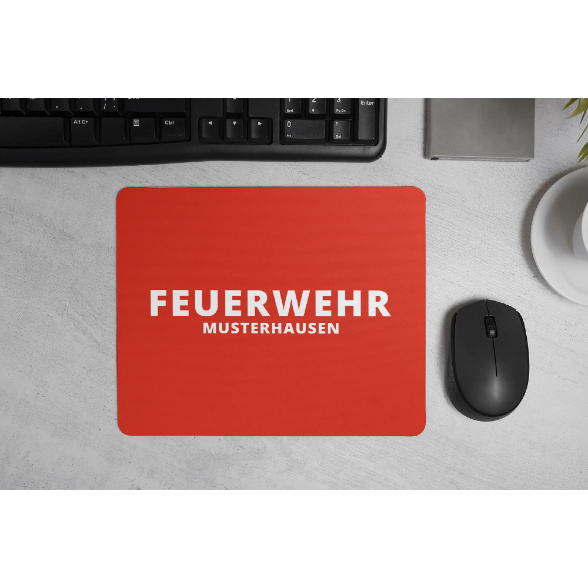 Textil-mousepad 230×190 mm (3 mm) – mit deinem feuerwehr-ortsnamen - mousepad feuerwehr ortsnamen ab 1 stück