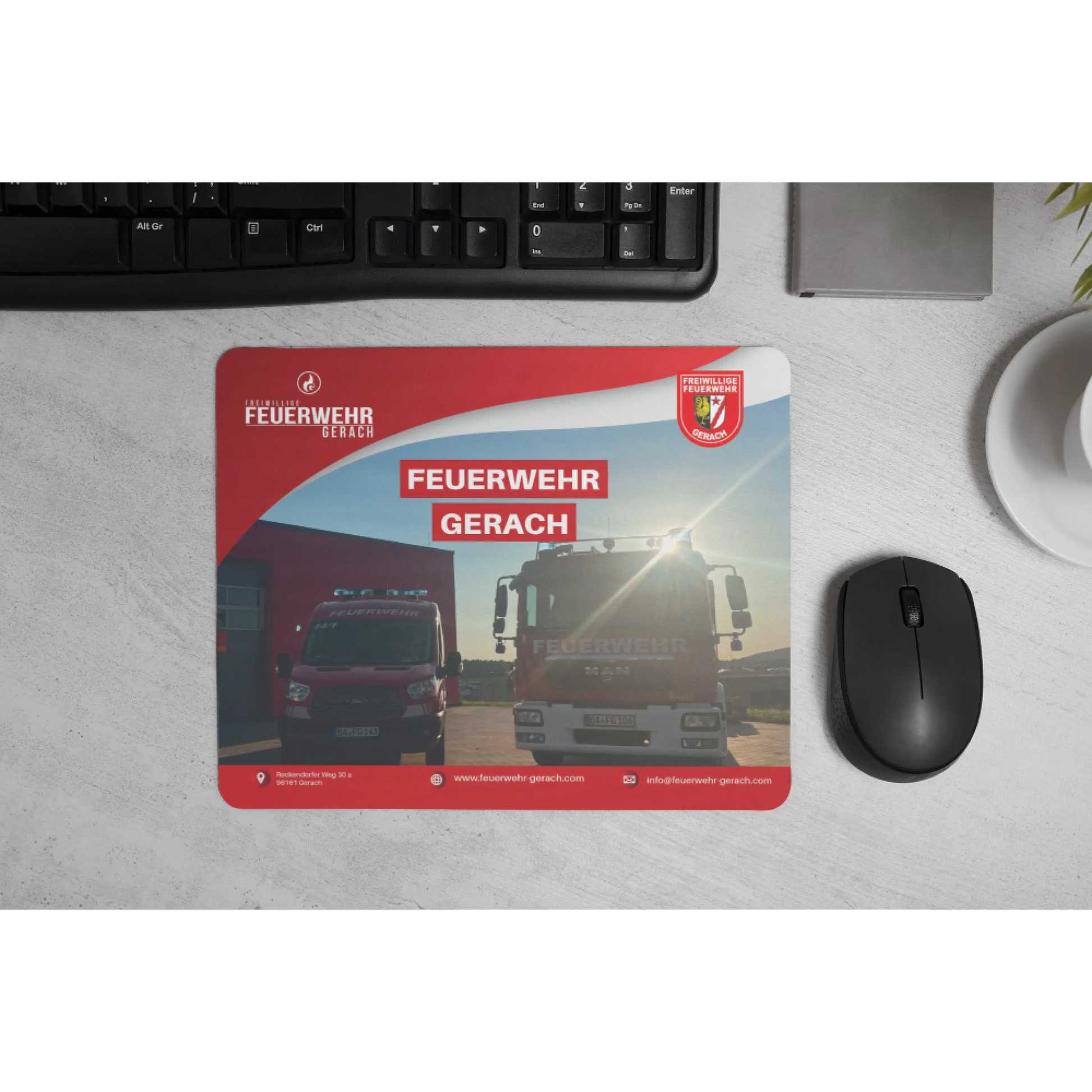 Textil-mousepad mit deinem feuerwehrlogo oder wunschmotiv - mousepad 230×190 mm – ab 1 stück
