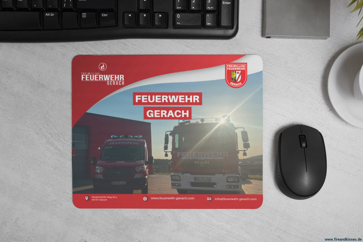 Textil-mousepad mit deinem feuerwehrlogo oder wunschmotiv - mousepad 230×190 mm – ab 1 stück