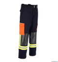 THL Bundhose Baumwolle FR Proban - Technische Hilfeleistung Feuerwehrhose EN 16689 Schwarzblau/Leuchtorange Lange Größen