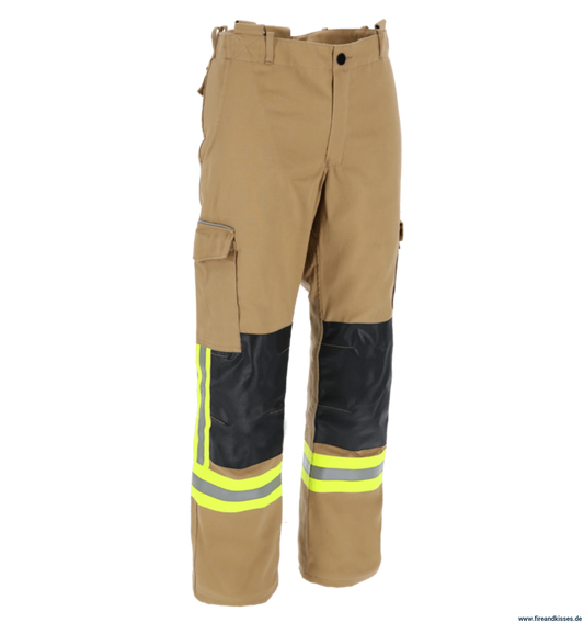 THL Bundhose Baumwolle FR Proban - Technische Hilfeleistung Feuerwehrhose EN 16689 Gold Lange Größen