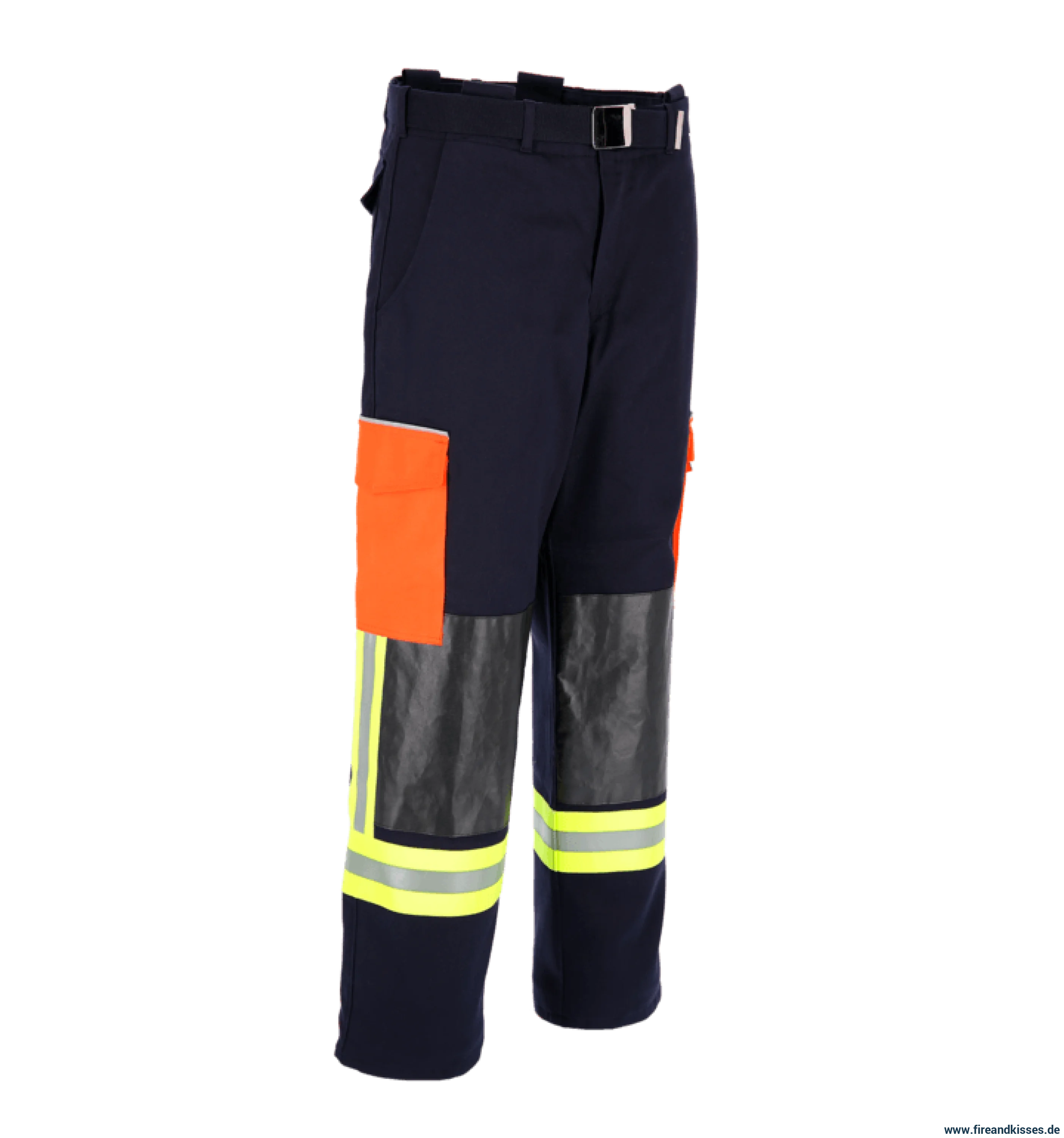 THL Bundhose Baumwolle FR Proban - Technische Hilfeleistung Feuerwehrhose EN 16689 Schwarzblau/Leuchtorange Normale Größen