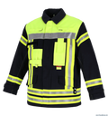 THL Einsatzjacke Baumwolle FR Proban - Technische Hilfeleistung Feuerwehrjacke EN 16689 Schwarzblau/Leuchtgelb Kurz Größen