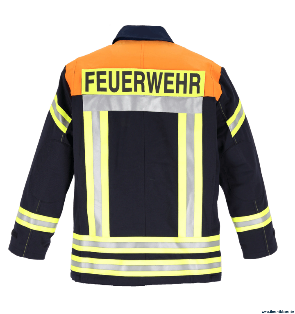 THL Einsatzjacke Kermel/Viskose/Elasthan - Technische Hilfeleistung Feuerwehrjacke EN 16689 Schwarzblau/Leuchtorange Normale Größen