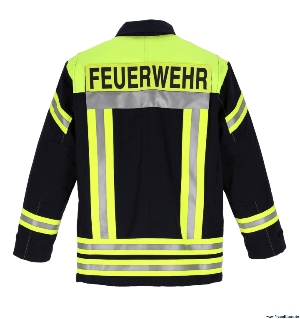 THL Einsatzjacke Kermel/Viskose/Elasthan - Technische Hilfeleistung Feuerwehrjacke EN 16689 Schwarzblau/Leuchtgelb Normale Größen
