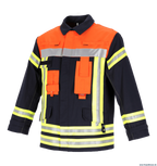 THL Einsatzjacke Kermel/Viskose/Elasthan - Technische Hilfeleistung Feuerwehrjacke EN 16689 Schwarzblau/Leuchtorange Normale Größen