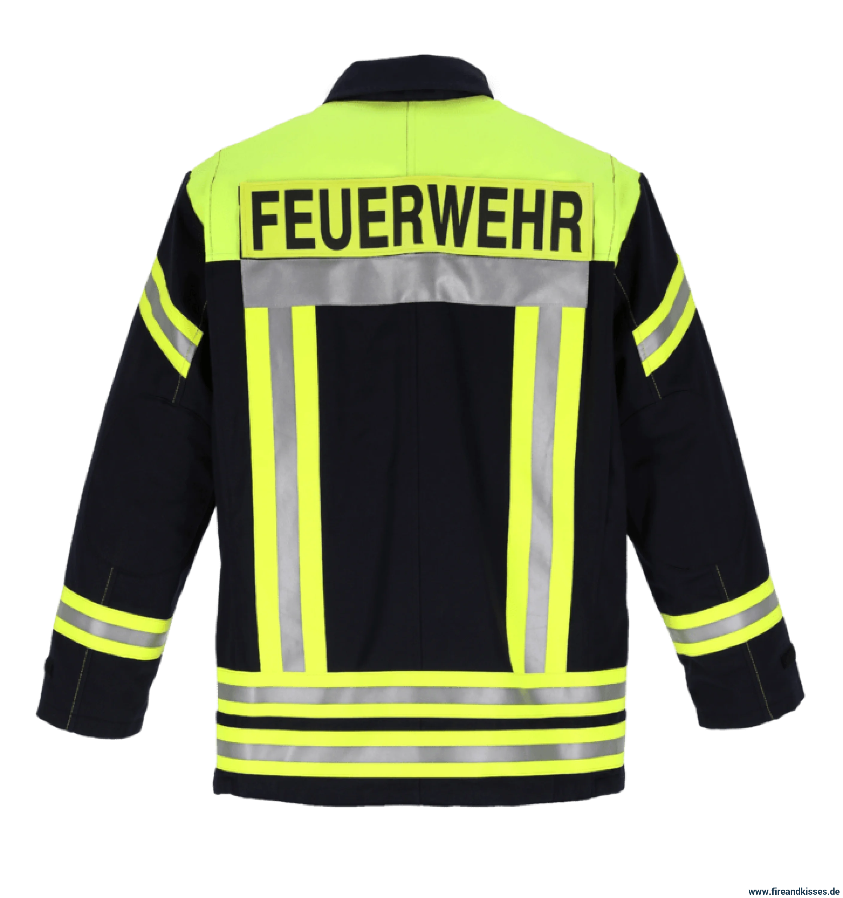 THL Einsatzjacke Kermel/Viskose/Elasthan - Technische Hilfeleistung Feuerwehrjacke EN 16689 Schwarzblau/Leuchtgelb Kurz Größen