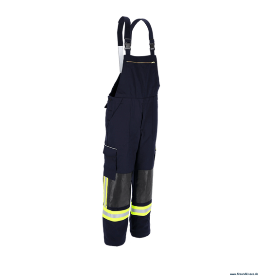 THL Latzhose Baumwolle FR Proban - Technische Hilfeleistung Feuerwehrhose EN 16689 Schwarzblau Normale Größen