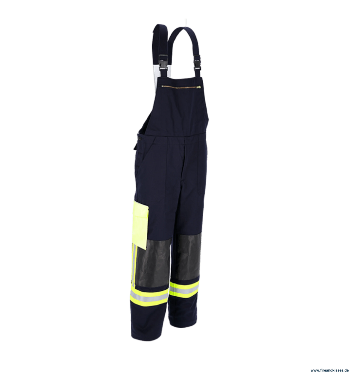 THL Latzhose Kermel/Viskose/Elasthan - Technische Hilfeleistung Feuerwehrhose EN 16689 Schwarzblau/Leuchtgelb Normale Größen