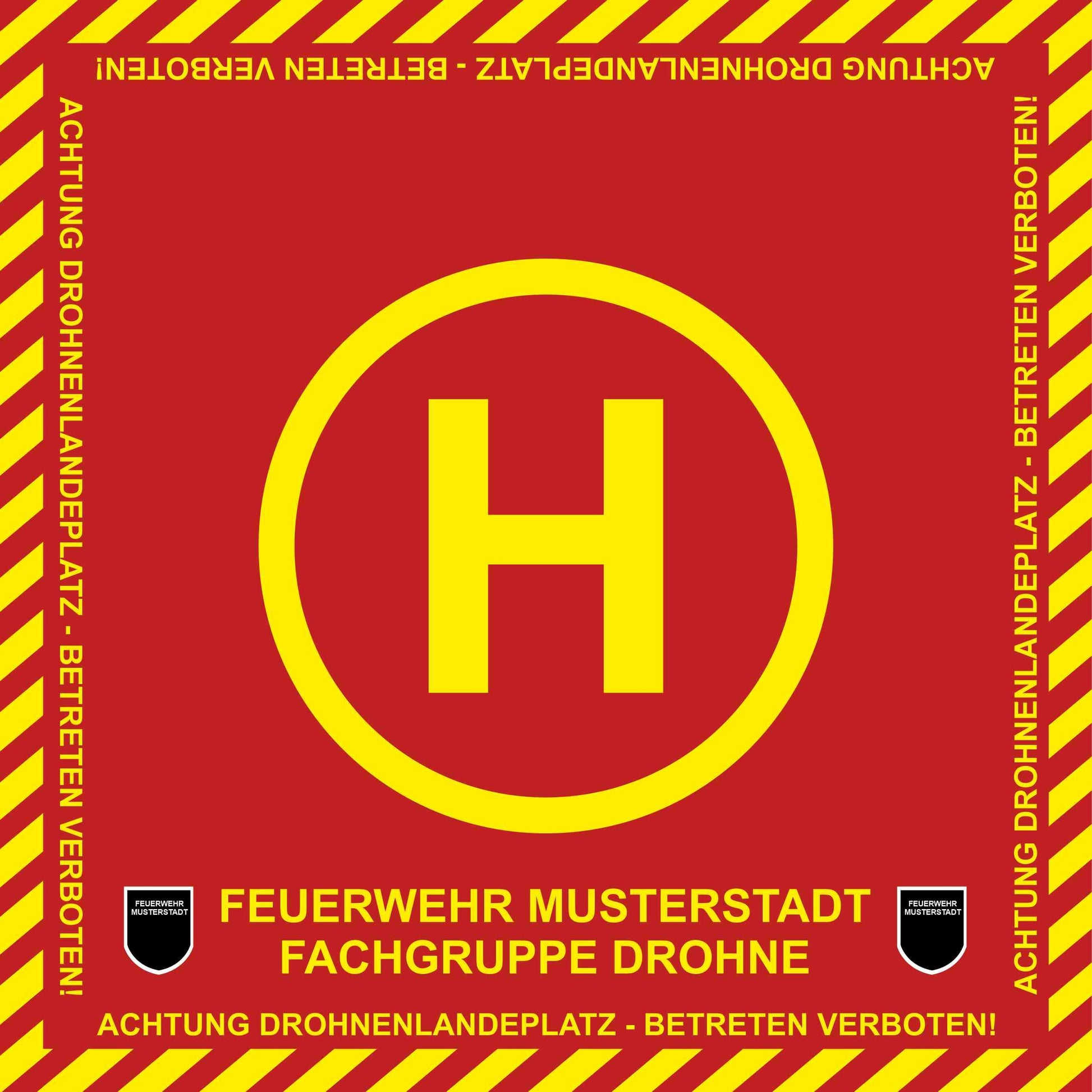 Fireandkisses BOS Feuerwehr Drohnen Landeplatz individual mit Wunschtext und Wappen - Fireandkisses