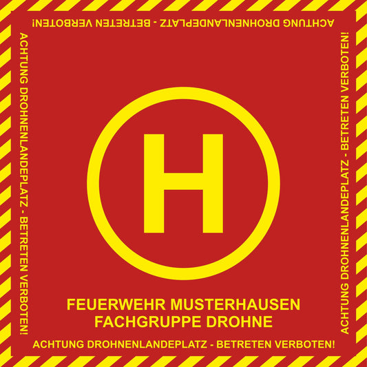 Fireandkisses BOS Feuerwehr Drohnen Landeplatz individual mit Wunschtext - Fireandkisses